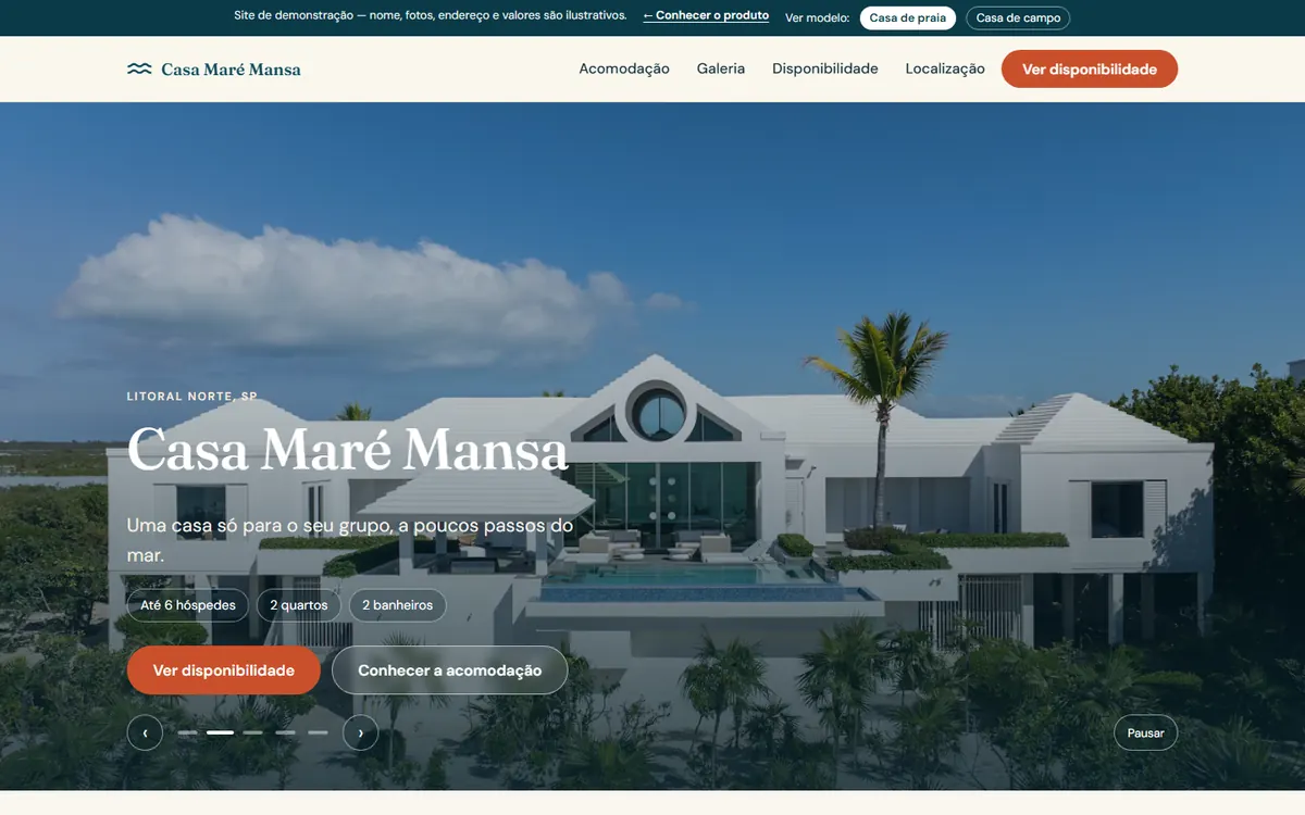 Site para Hospedagens — Vacation rentals & inns