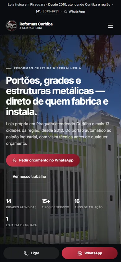 Reformas Curitiba & Serralheria — Mobile